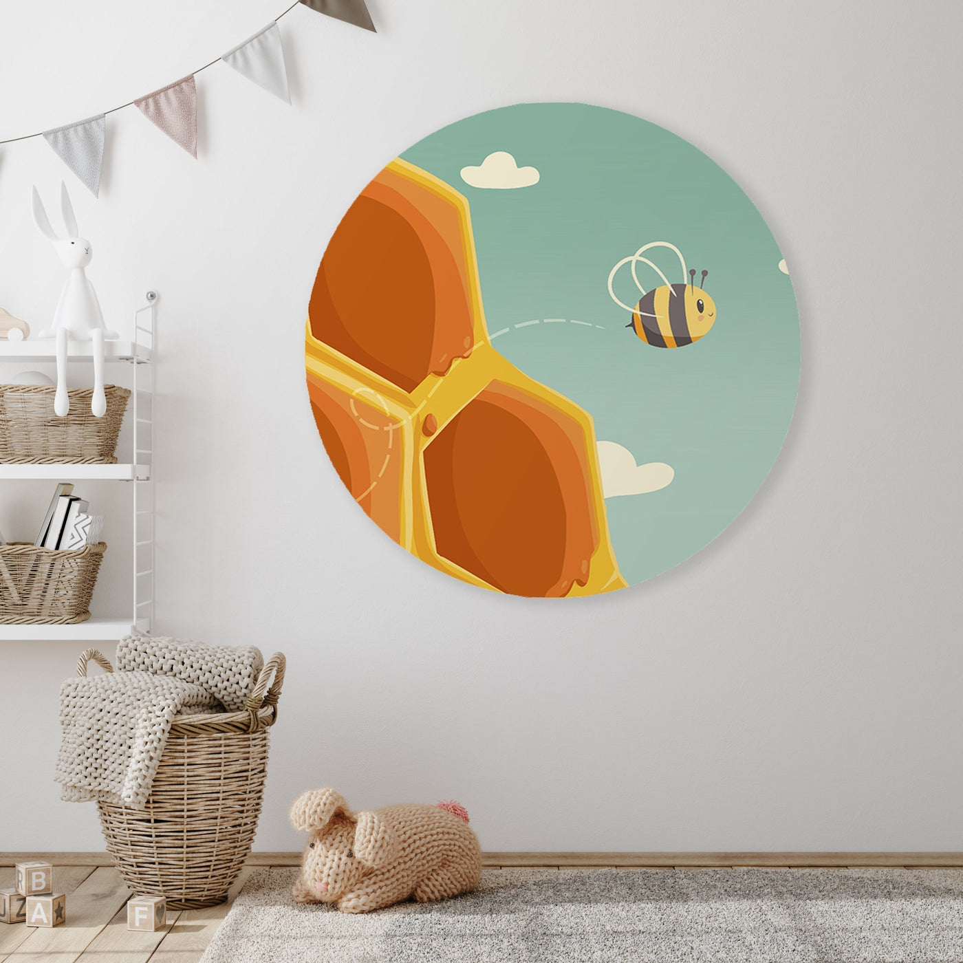 Behangcirkel - Bee Happy - Kinderkamer - Behangsticker (Sfeer)