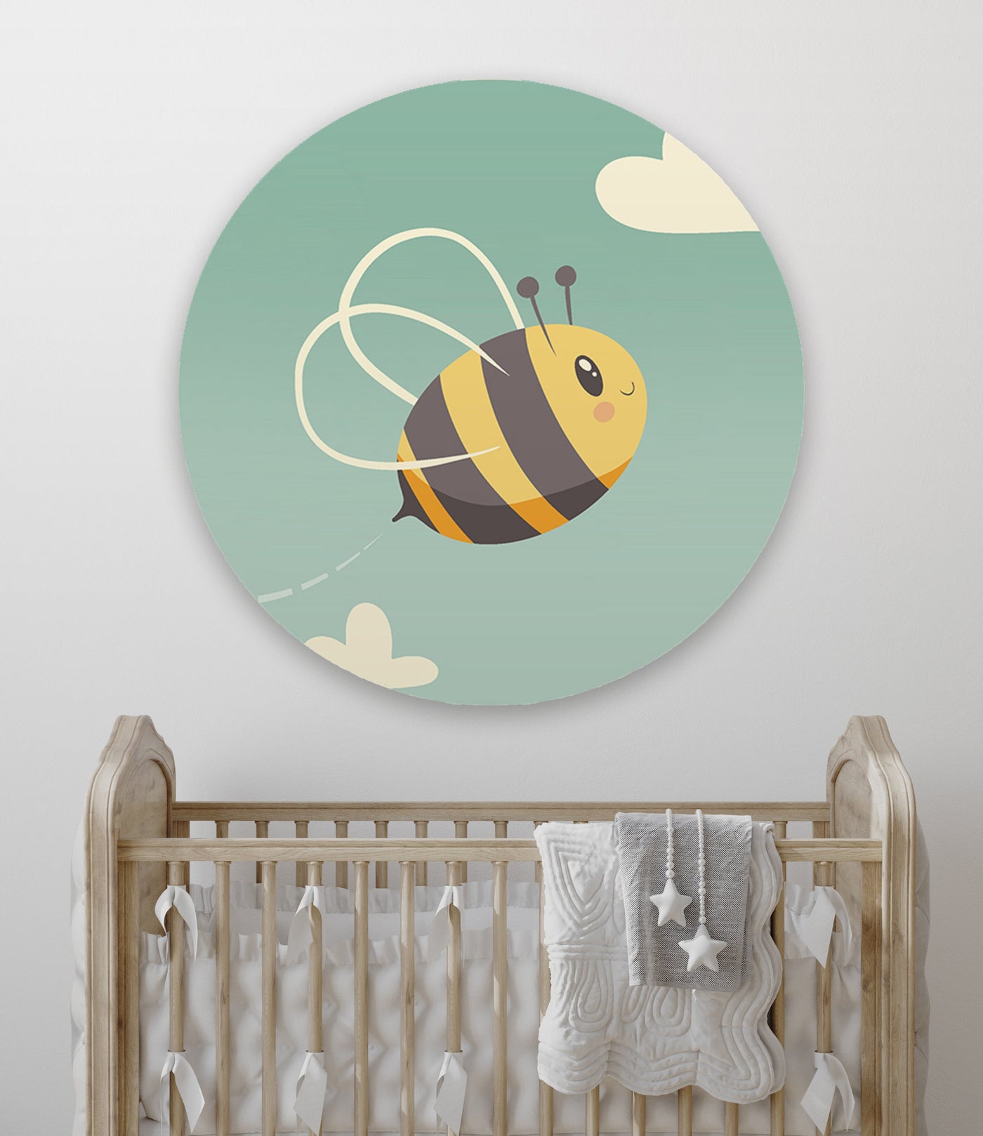 Behangcirkel - Blije Bij - Kinderkamer - Behangsticker (Sfeer)