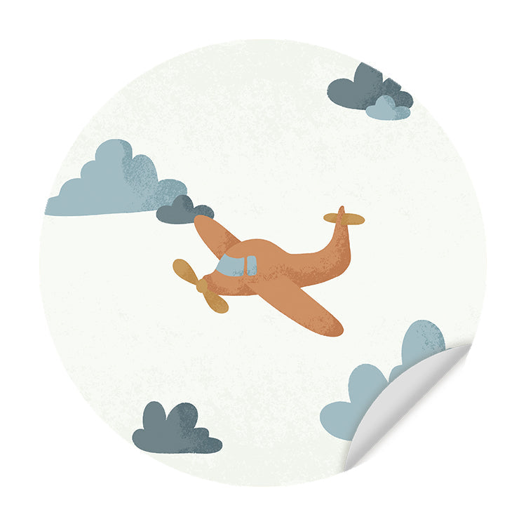 Behangcirkel - Born to be Free Vliegtuigje - Kinderkamer - Behangsticker