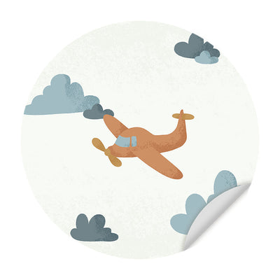 Behangcirkel - Born to be Free Vliegtuigje - Kinderkamer - Behangsticker