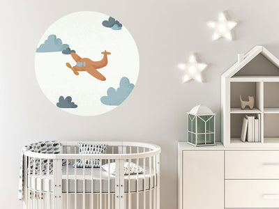 Behangcirkel - Born to be Free Vliegtuigje - Kinderkamer - Behangsticker (Sfeer)