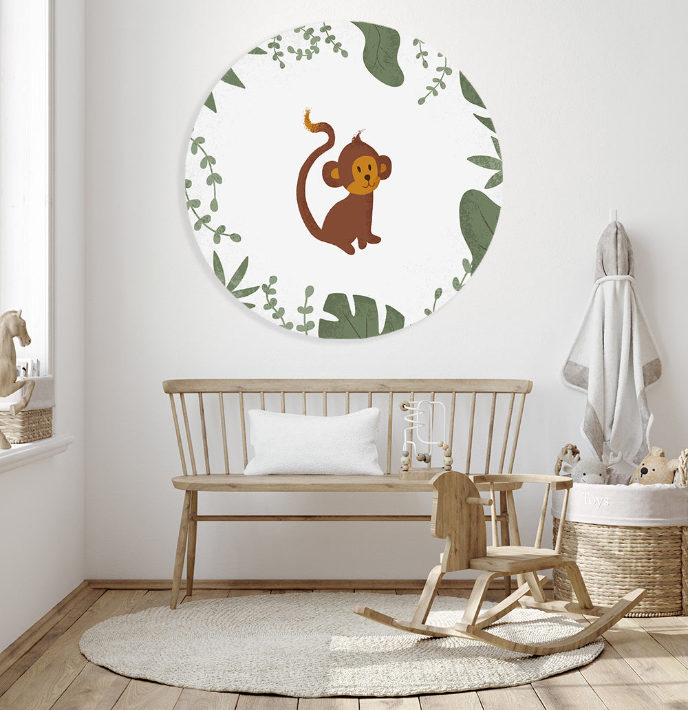 Behangcirkel - Born to be Wild Aapje - Kinderkamer - Behangsticker (Sfeer)