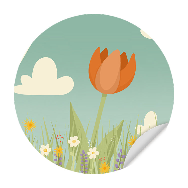 Behangcirkel - Oranje Tulp - Kinderkamer - Behangsticker