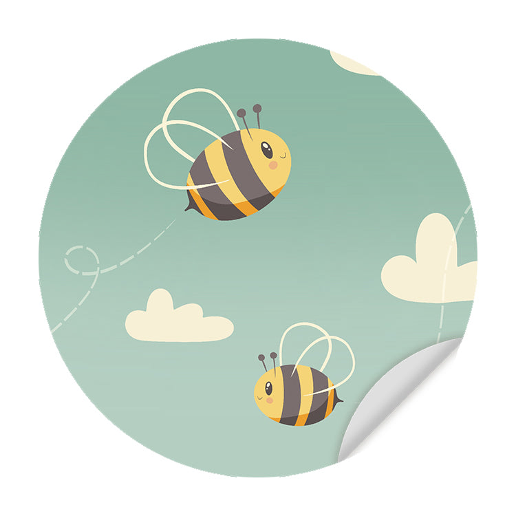 Behangcirkel - Twee Blije Bijen - Kinderkamer - Behangsticker