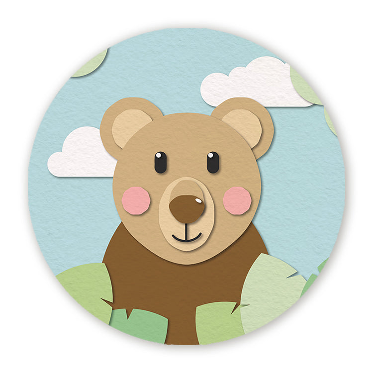 Muurcirkel Beer - Papieren Dieren - Kinderkamer