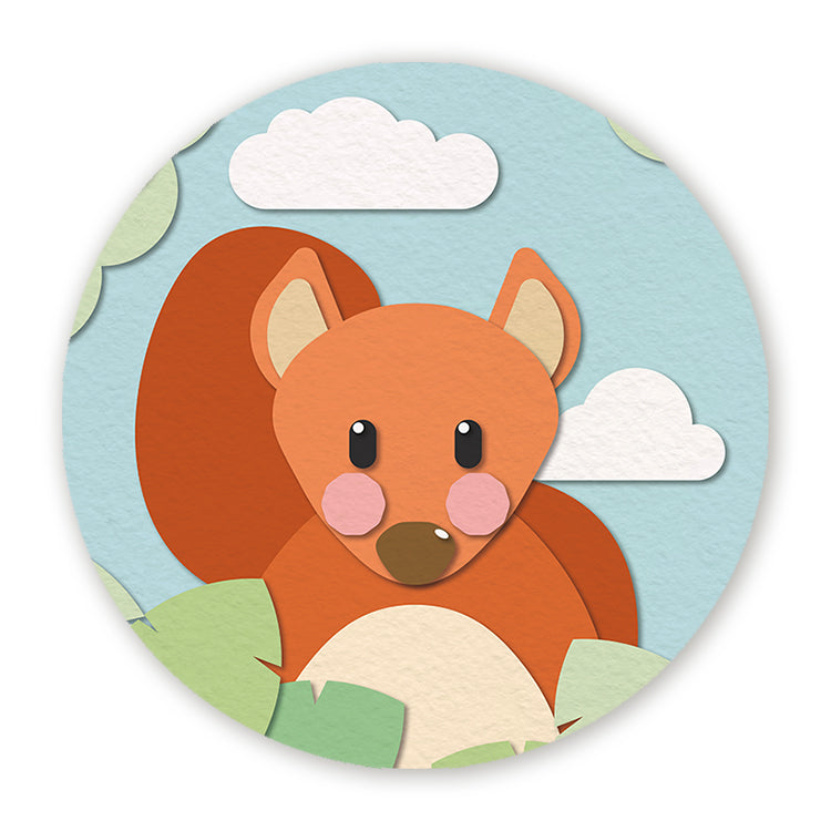 Muurcirkel Eekhoorn - Papieren Dieren - Kinderkamer