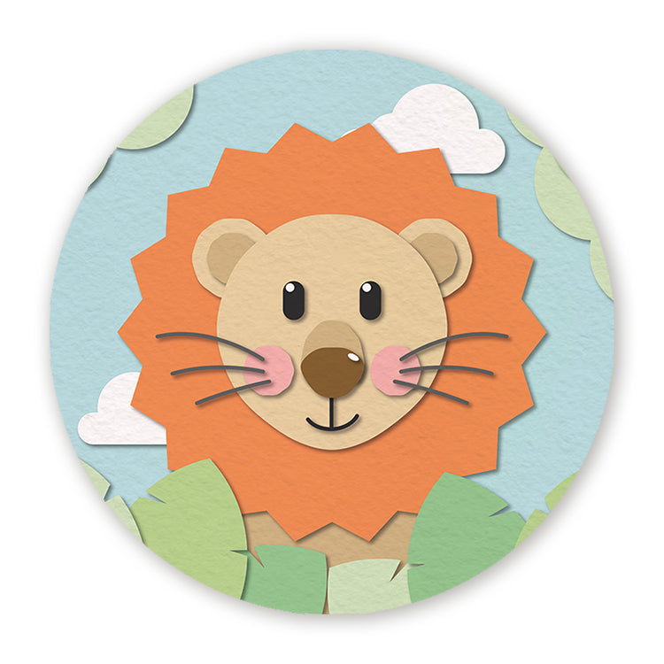 Muurcirkel Leeuw - Papieren Dieren - Kinderkamer