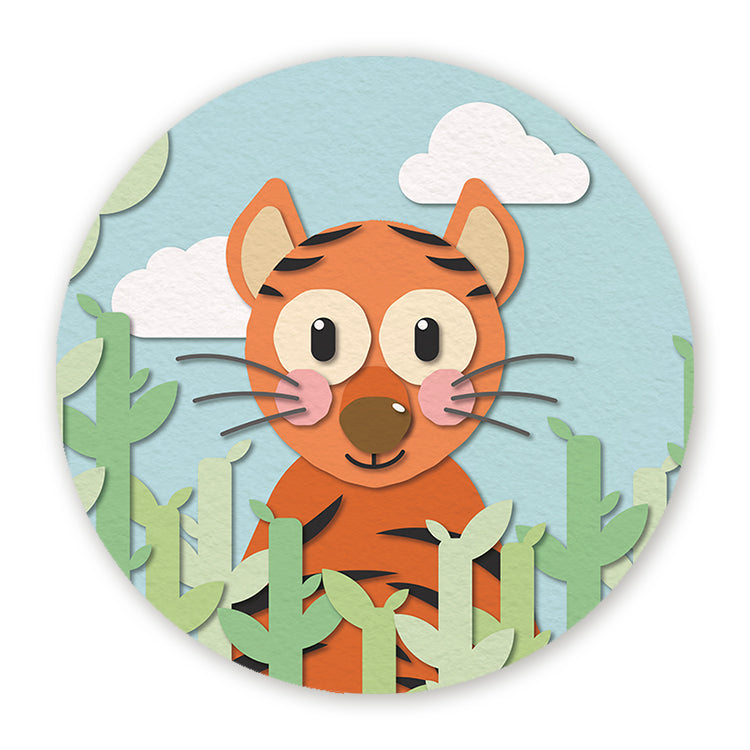 Muurcirkel Tijger - Papieren Dieren - Kinderkamer