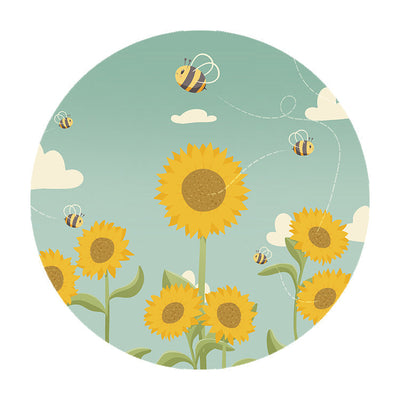Muurcirkel Zonnebloemen & Bijen - Kinderkamer