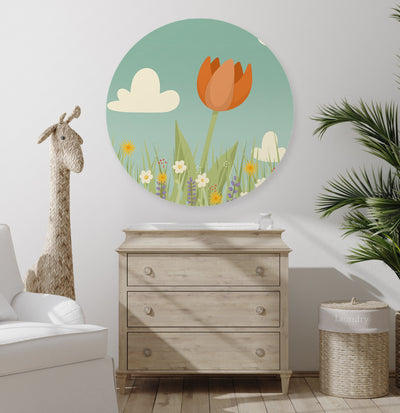 Muursticker_Oranje_Tulp_-_Kinderkamer_-_Babykamer (Sfeer)