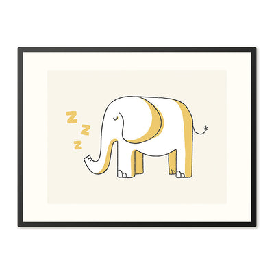 Poster in Lijst Slapend Olifantje - Kinderkamer