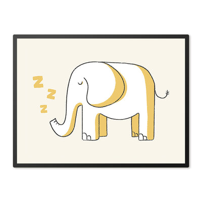 Poster in Lijst Slapend Olifantje - Kinderkamer